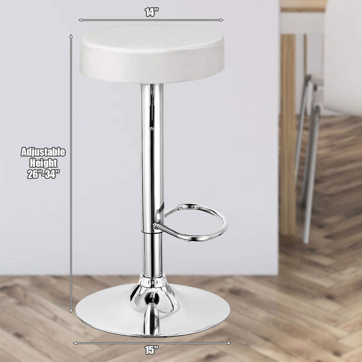 Bar Stools Set of 1/2/4 Modern Swivel Backless Round Barstool