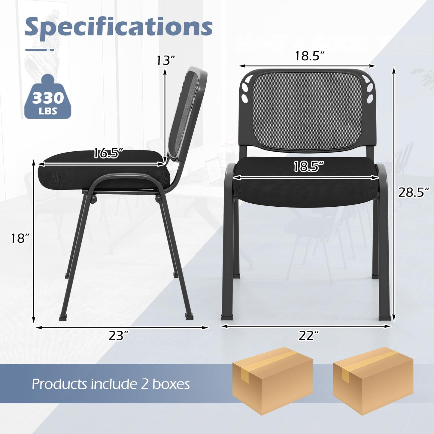 Meeting Room Chair Set of 10/15 Stackable Conference Chairs With Ergonomic Backrest & Waterfall Seat