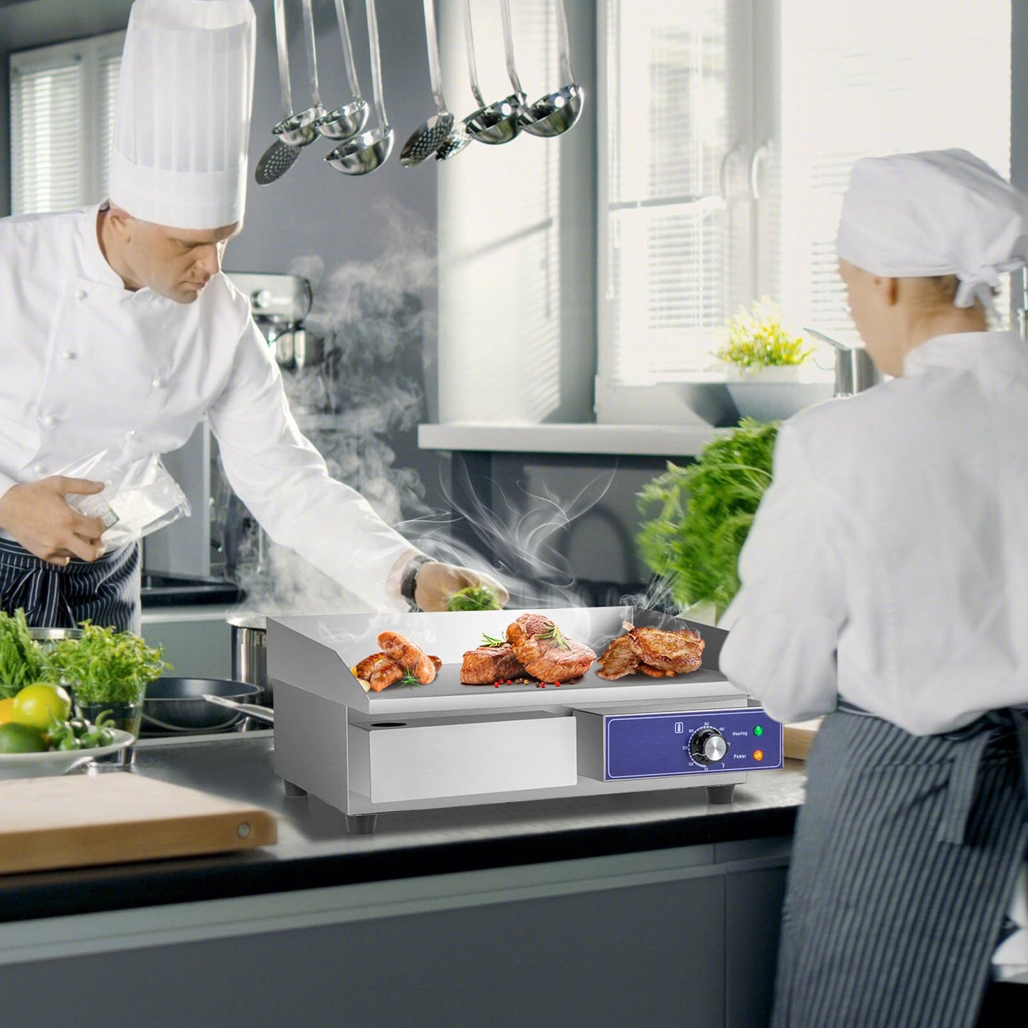 22" Commercial Electric Griddle, Stainless Steel Flat Top Grill