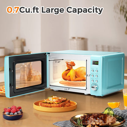ARLIME Small Microwave, 0.7Cu.ft 700 Watt Countertop Microwave with 5 Micro Power Defrost & Auto Cooking Function