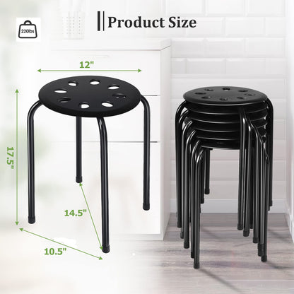 6-Pack Round Plastic Stack Stools 17.5-inch Height Backless