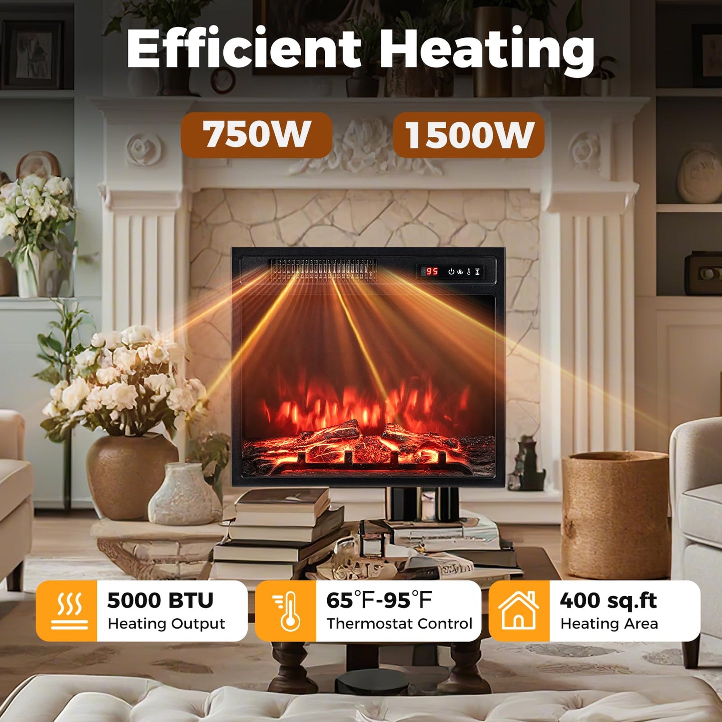 18 inch Electric Fireplace Insert with Remote Control