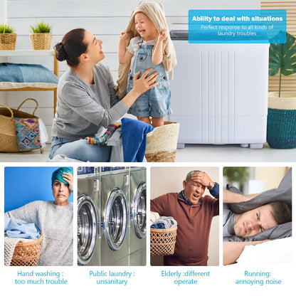 ARLIME Portable Washing Machine Twin Tub 21Lbs Capacity, Washer(14.4Lbs) and Spinner(6.6Lbs)