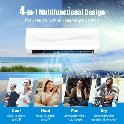 9000 BTU Mini Split Air Conditioner & Heater, 17 SEER2 208V-230V - Arlime