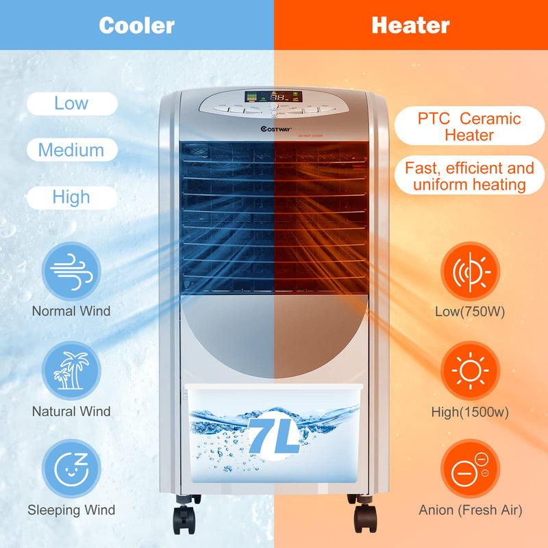 ARLIME 4-IN-1 Evaporative Air Cooler, Heater and Humidifier Combo, 3 Wind Speeds, 4 Modes, 8H Timer