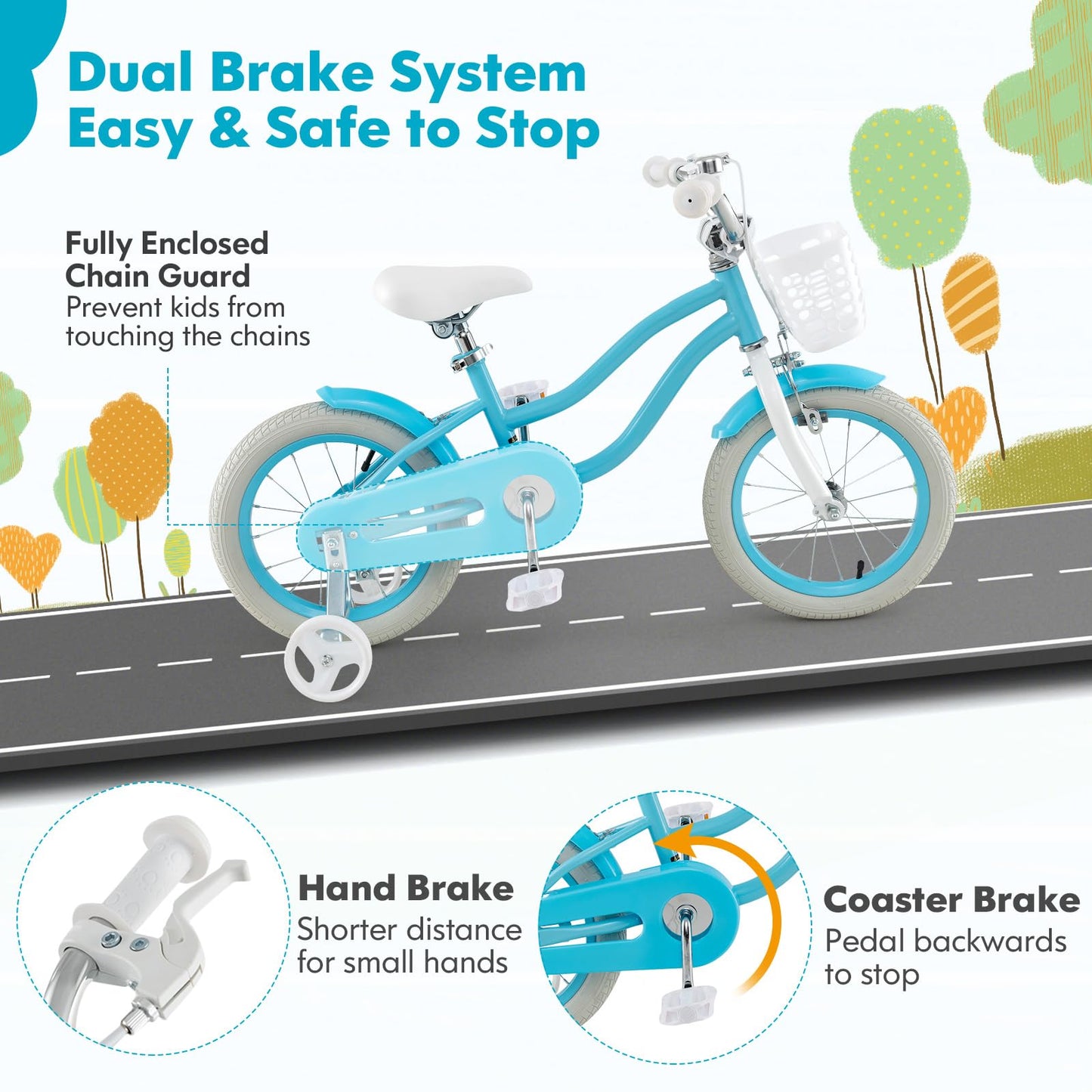 12 14 16 18 Inch Kids Bicycle for Girls Boys Aged 3-8 Years Old