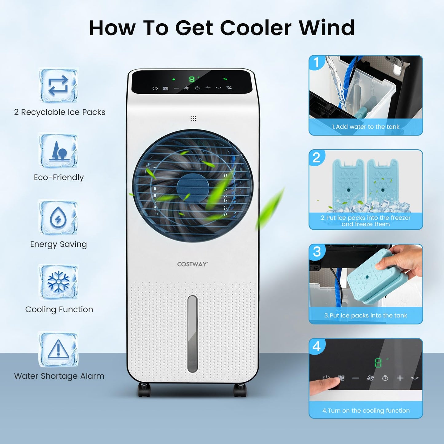 ARLIME Evaporative Air Cooler, 3-in-1 Portable Air Conditioner & Humidifier, AC Fan w/ 3 Modes, 24 Speeds Settings