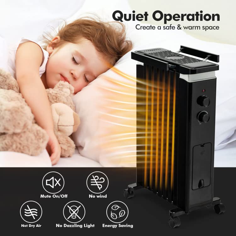 ARLIME Oil Filled Radiator Heater, 1500W Radiator Heater with Thermostat