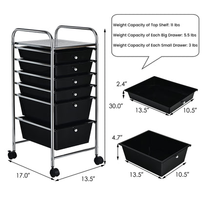 6-Drawer Rolling Storage Cart Multifunctional Art Craft Tools Organizer on Wheels