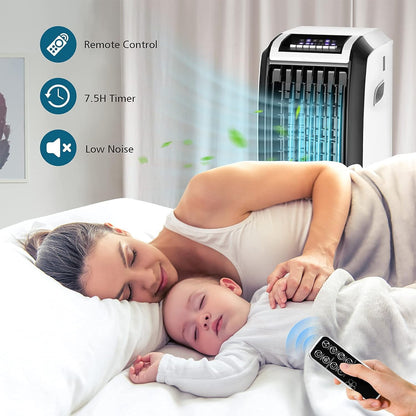 ARLIME Evaporative Air Cooler, 28" Portable Air Conditioner w/Remote, 1.7 Gallon Water Tank, 7.5H Timer