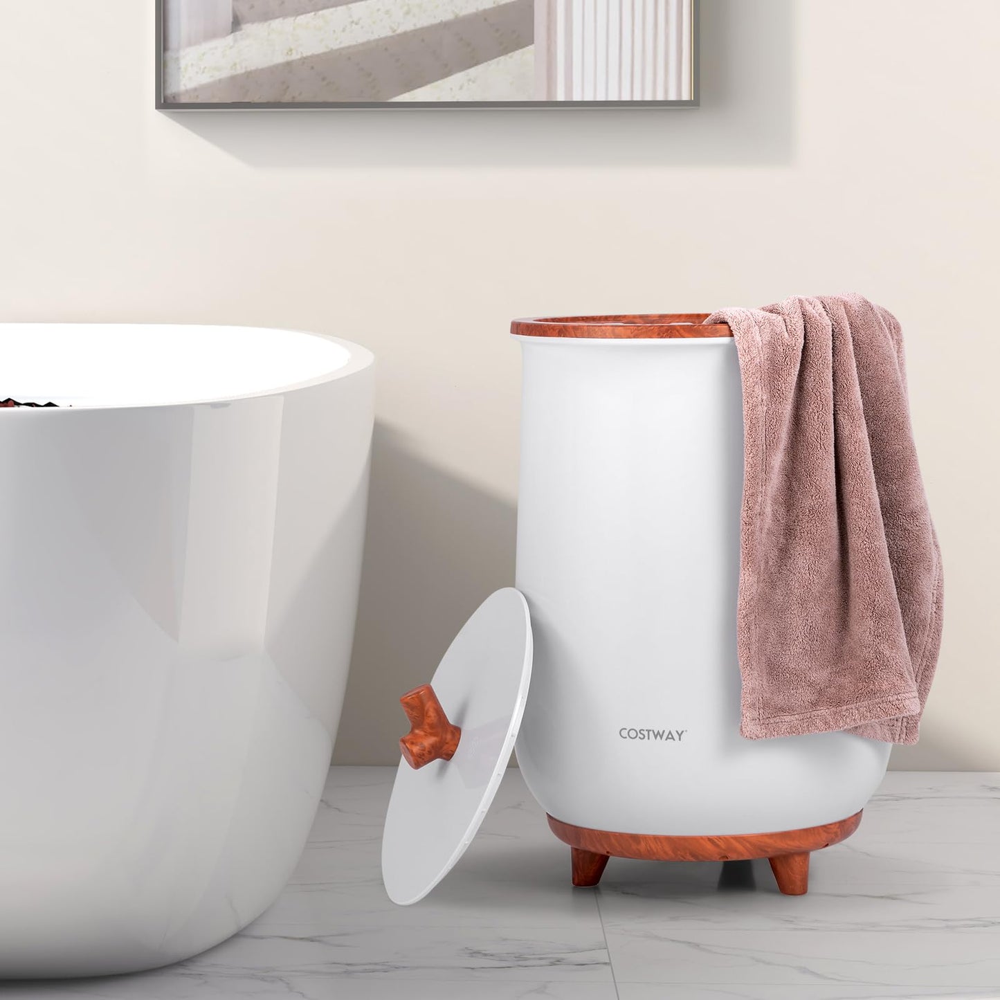 Bucket Style Towel Warmer 23L Towel Warmer with 4 Heating Time & 3 Heating Temperature