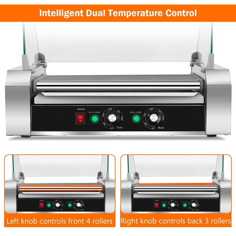 Hot Dog Roller Machine, 7 Non-Stick Rollers 18 Hot Dog Sausage Grill Cooker Machine