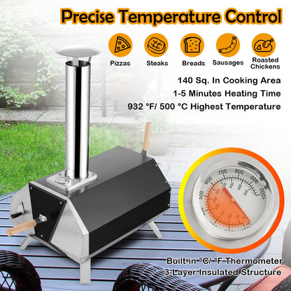 12 Stone Fired Maker with Foldable Legs & Built-in Thermometer