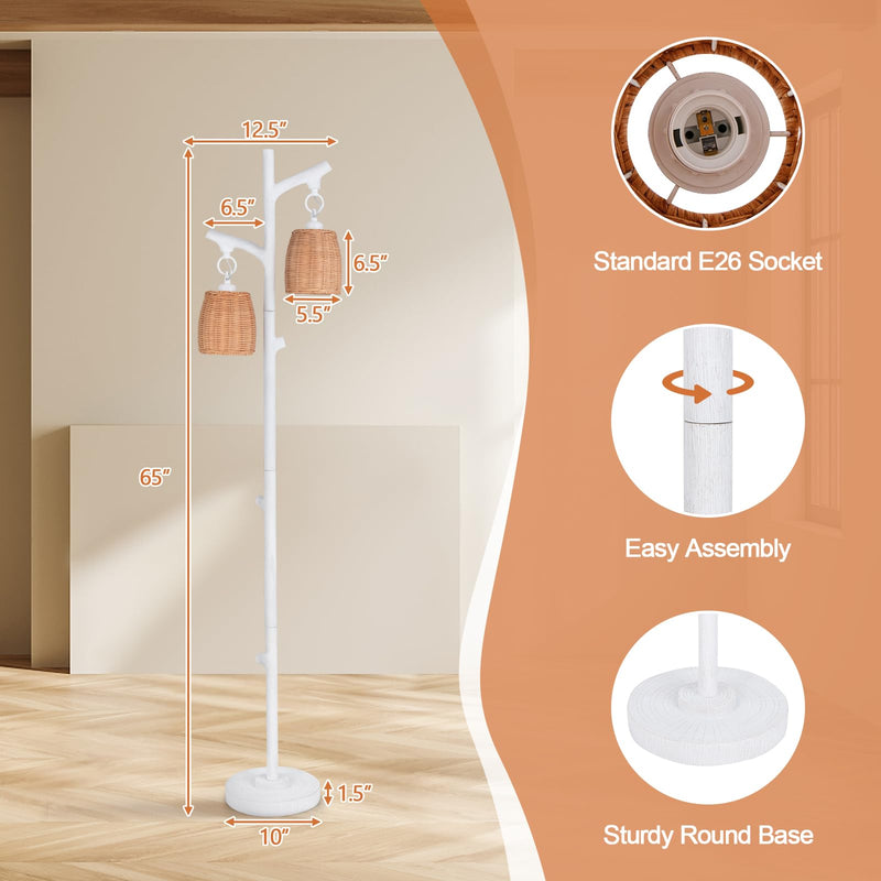 ARLIME Farmhouse Tree Floor Lamp with 2 Lights