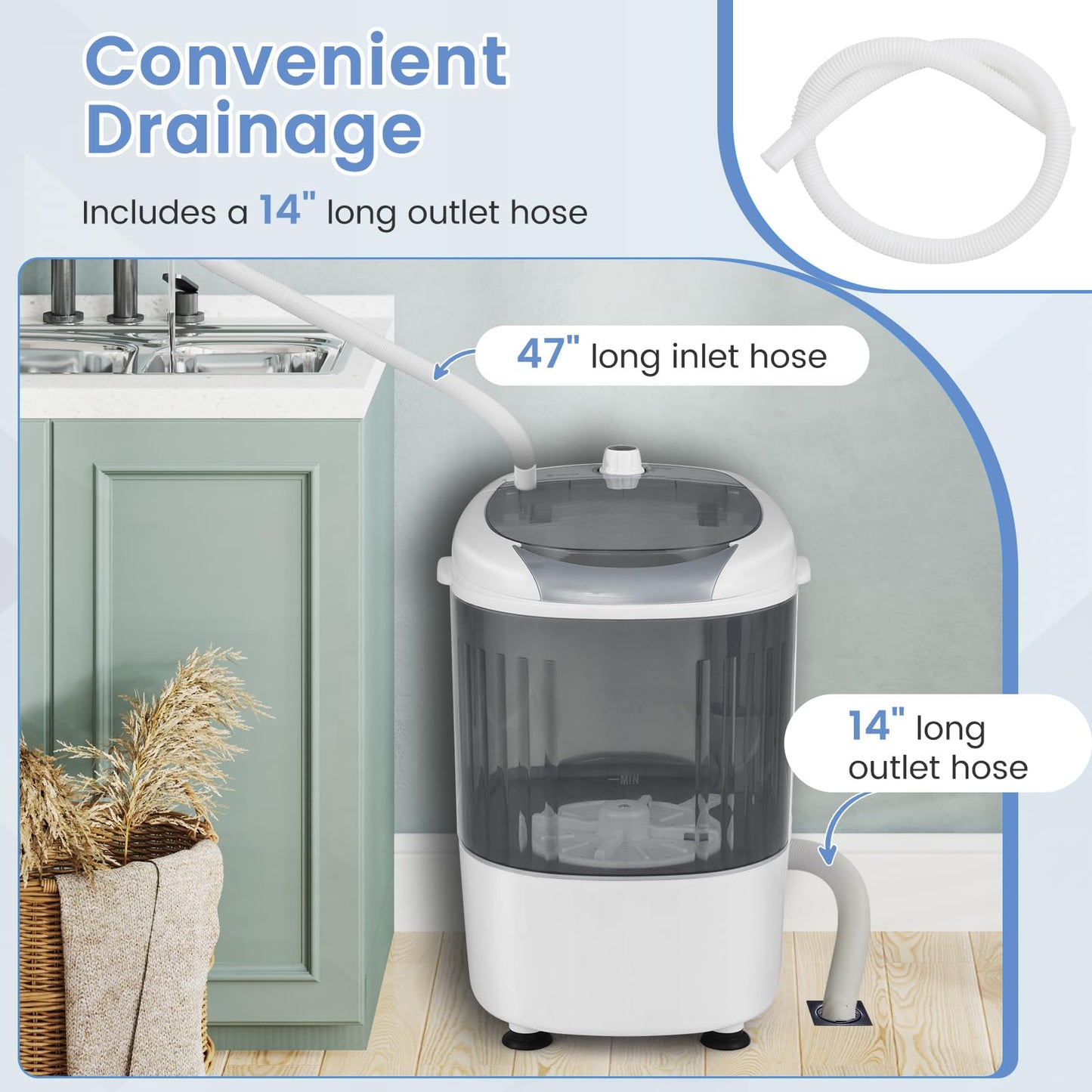 Portable Washing Machine, Mini Washer and Dryer Combo w/ 5.5lbs Washing Capacity, Spin Cycle Basket