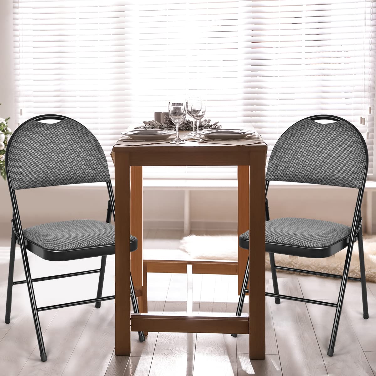 ARLIME Folding Chairs w/Padded Seats, Padded Folding Chair w/Handle Hole, Upholstered Seat