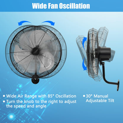 ARLIME 20 Inch Wall Mount Fan, Max. 3500 CFM Efficient Industrial Wall Fan