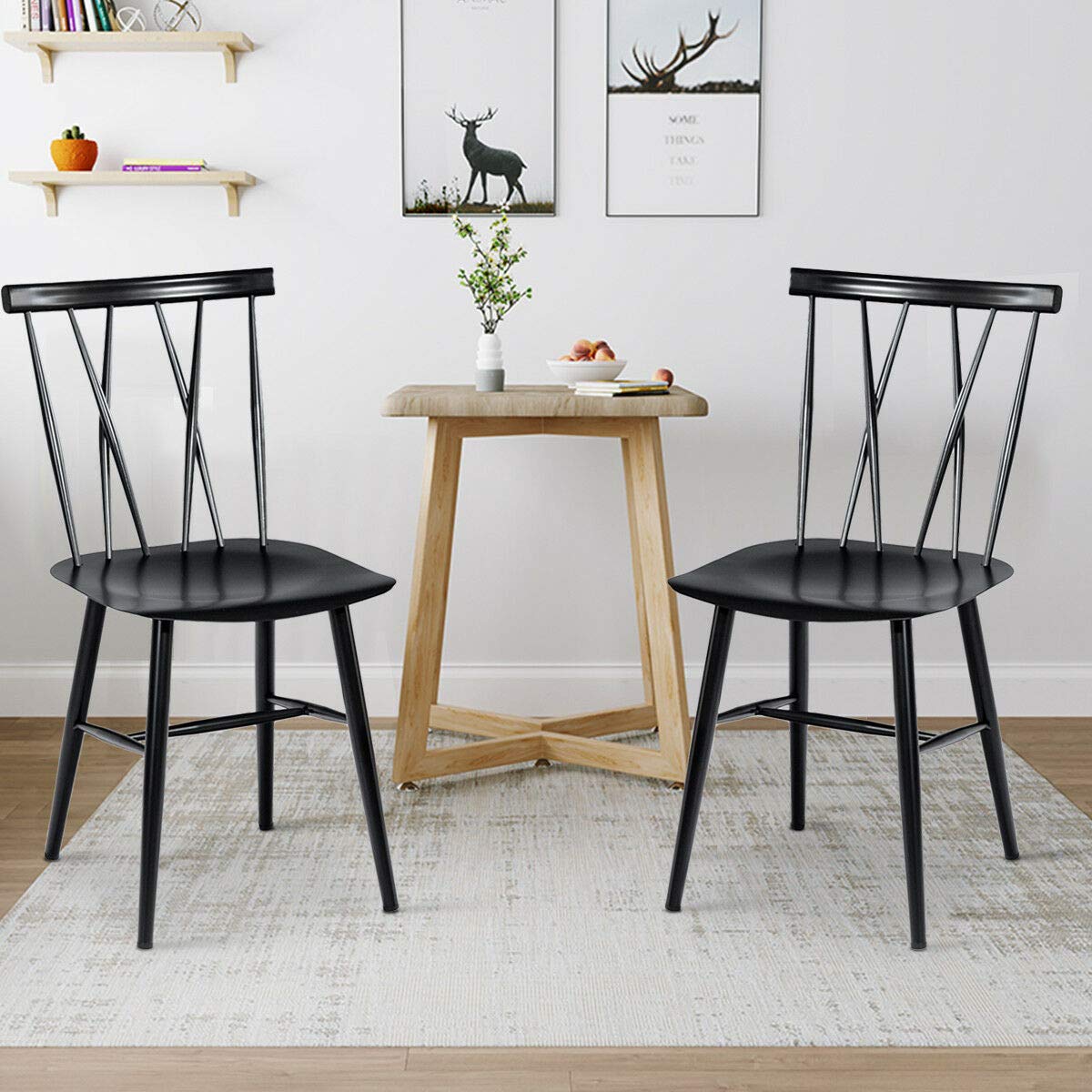 Farmhouse Windsor Chairs Dining Room Chairs with Spindle Back and Sturdy Metal Construction