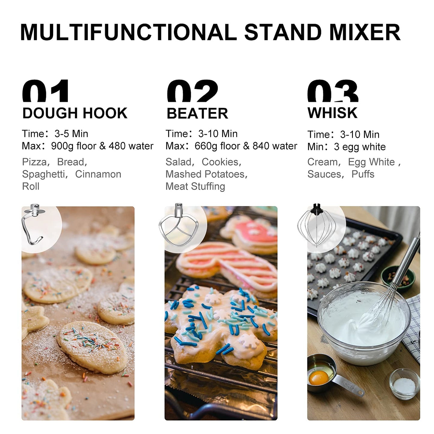 [侵权下架]ARLIME Professional Stand Mixer, 7.5QT 660W Tilt-Head Food Mixer