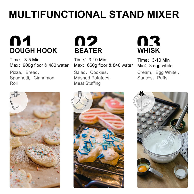 ARLIME Professional Stand Mixer, 7.5QT 660W Tilt-Head Food Mixer