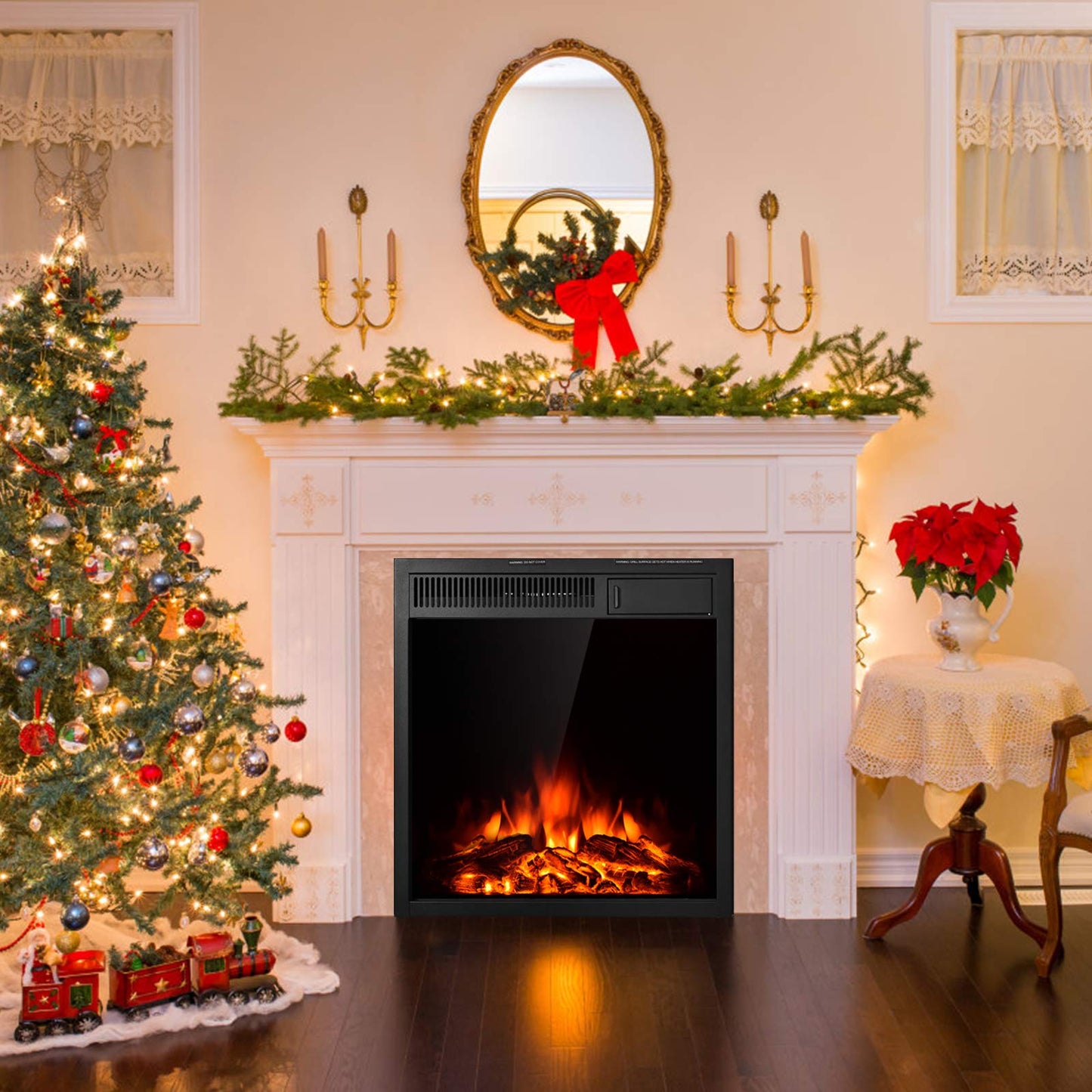 22.5 Inch Electric Fireplace Insert, Freestanding & Recessed Electric Fireplace Heater with Remote Control