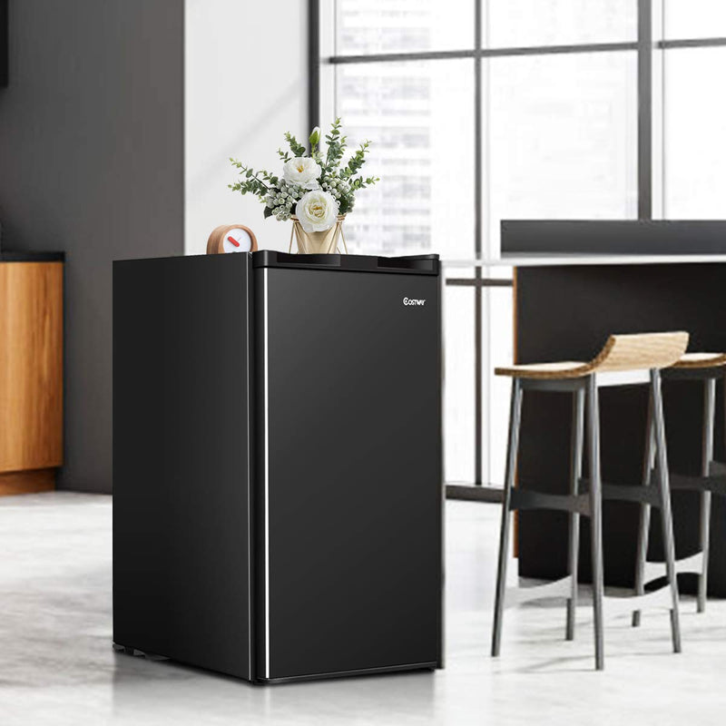 Compact Refrigerator, Single Door 3.2 CU.FT. Mini Fridge Compartment with Adjustable Thermostat and Removable Glass Shelves