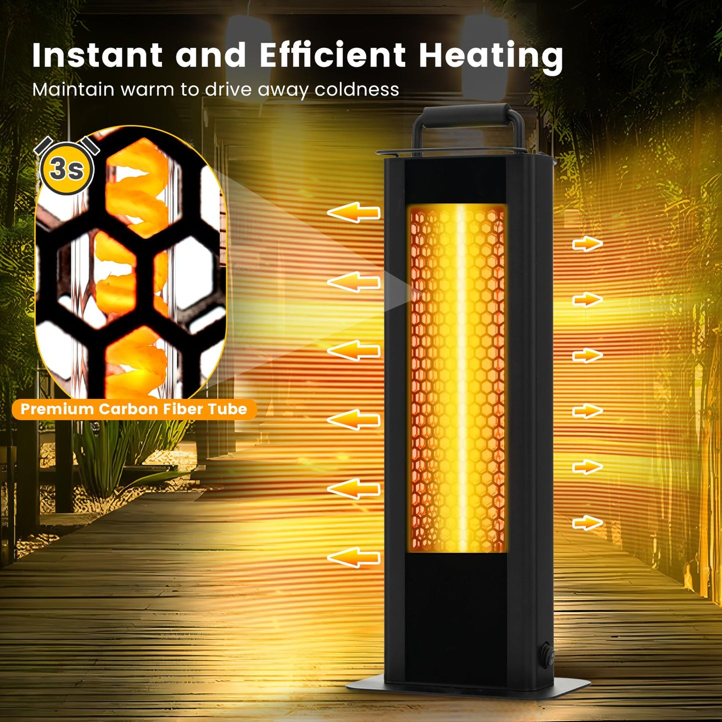 Outdoor Patio Heater, 1200W Freestanding Double-Sided Electric Infrared Heater w/Tip-Over Protection