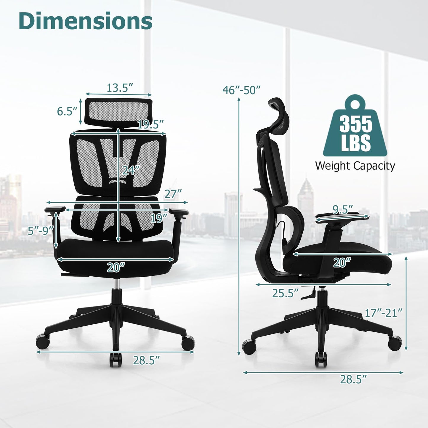 Ergonomic Mesh Office Chair High Back Computer Desk Chair with Adjustable Lumbar Support