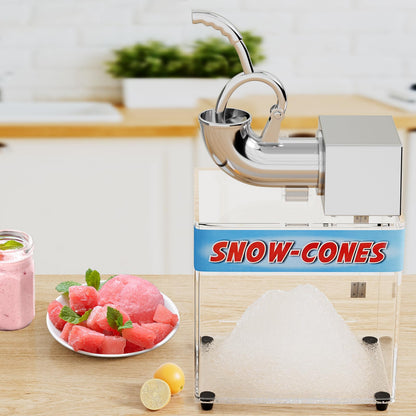 Commercial Shaved Ice Machine, 440 Lbs/H Stainless Steel Ice Crusher with Safety On/Off Switch