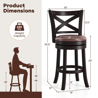 30" Swivel Counter Height Bar Chairs with Copper Nails