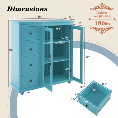 Kitchen Storage Cabinet with 4 Drawers for Entryway