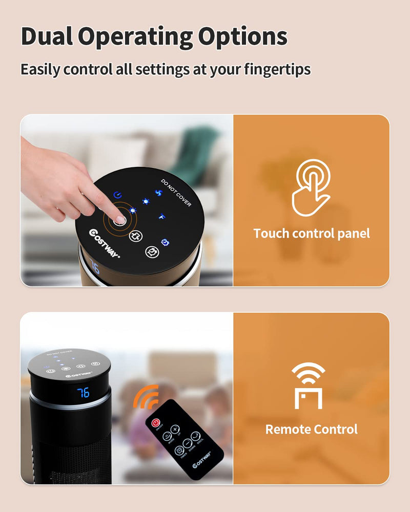 Space Heater for Indoor Use, Tower Room Heater with Remote Control