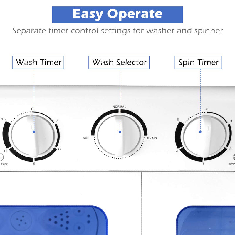 Buy Mini Compact Twin Tub Washing Machine | 20lbs - Arlime