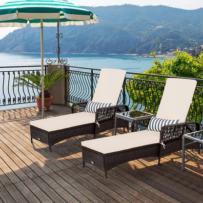 10 Gear Adjustable Recliner with Armrest & Pillow for Deck