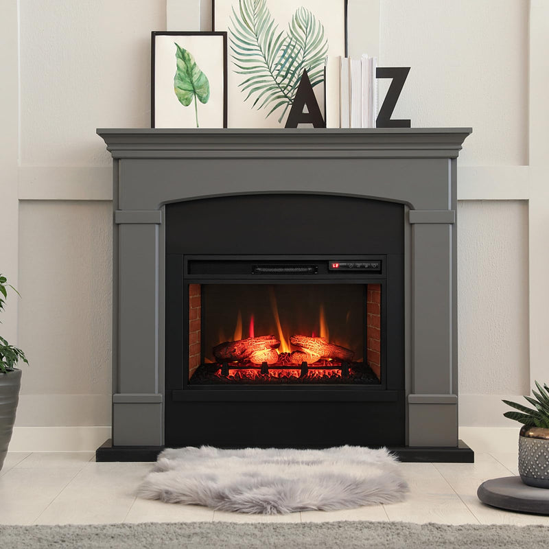 Electric Fireplace Insert 26-inch Wide 1400W Recessed and Freestanding Fireplace Heater with Remote Control