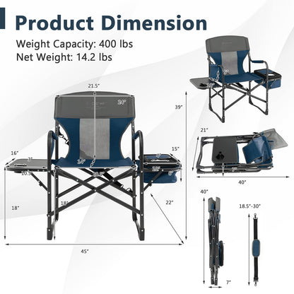 Folding Camping Chair Heavy-Duty Director Chair Supports 400lbs for Adults