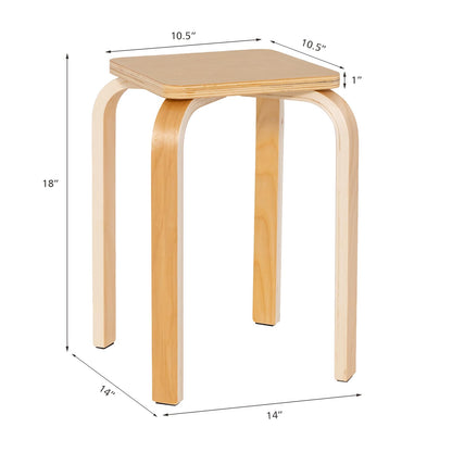 Stackable Wooden Stools Set of 4 Portable 18-Inch Height Backless School Stools with Square Top