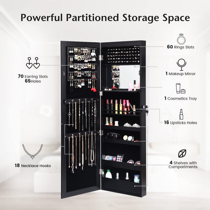 12 LEDs Mirror Jewelry Cabinet with 53.5” Full Length Mirror & Large Storage Capacity