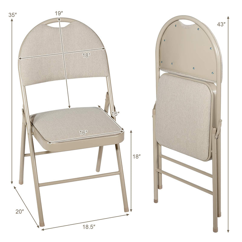ARLIME 6 PCS Folding Chairs w/Padded Seats, Padded Folding Chair w/Handle Hole, Upholstered Seat