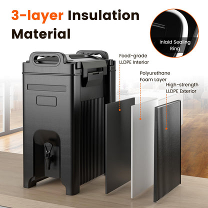 ARLIME Insulated Beverage Dispenser with Handles, 5 Gallon Food-Grade Hot and Cold Beverage Server