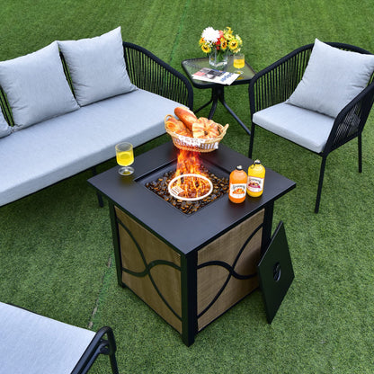 40000 BTU Square Gas Fire Pit Table with Lid