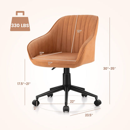 Leather Home Office Chair Adjustable Rolling Leisure Accent Chair with Ergonomic Arms & Backrest