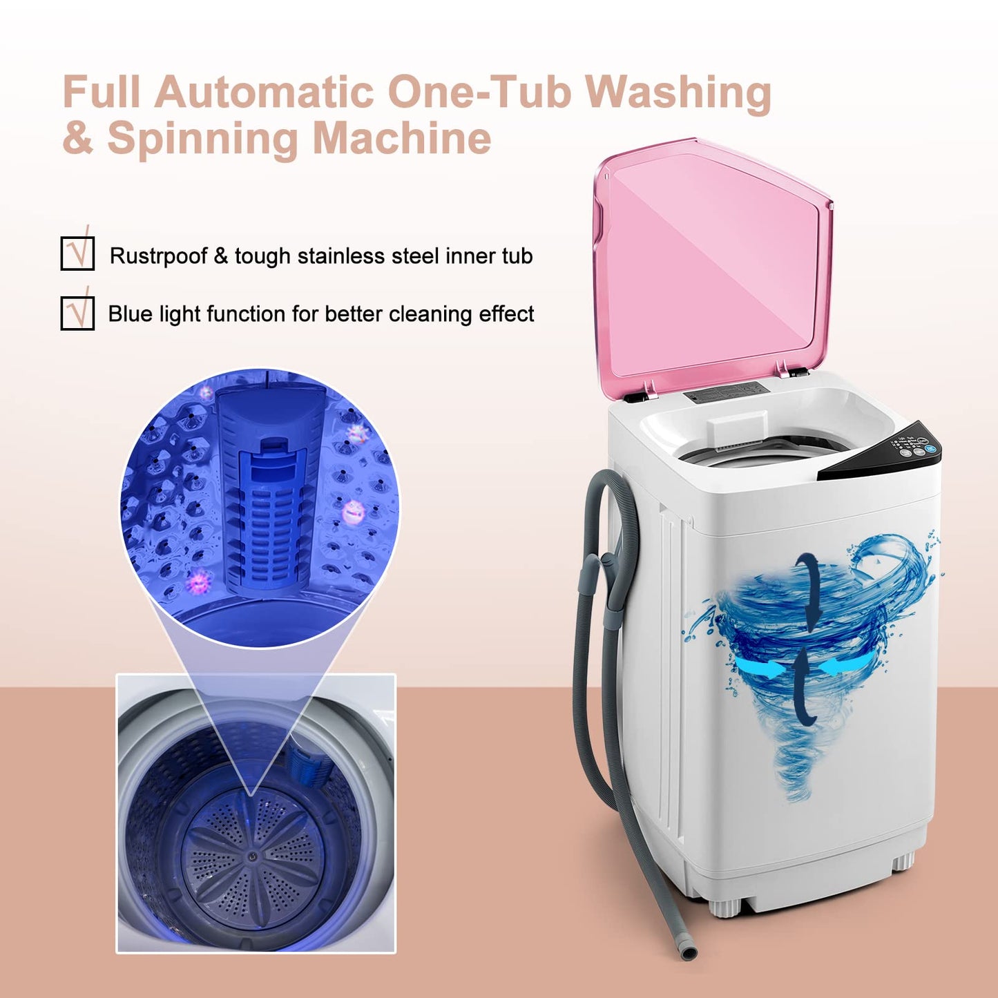 Washing Machine Portable Washer with 7.7 Lbs Weight Capacity Washer and Dryer