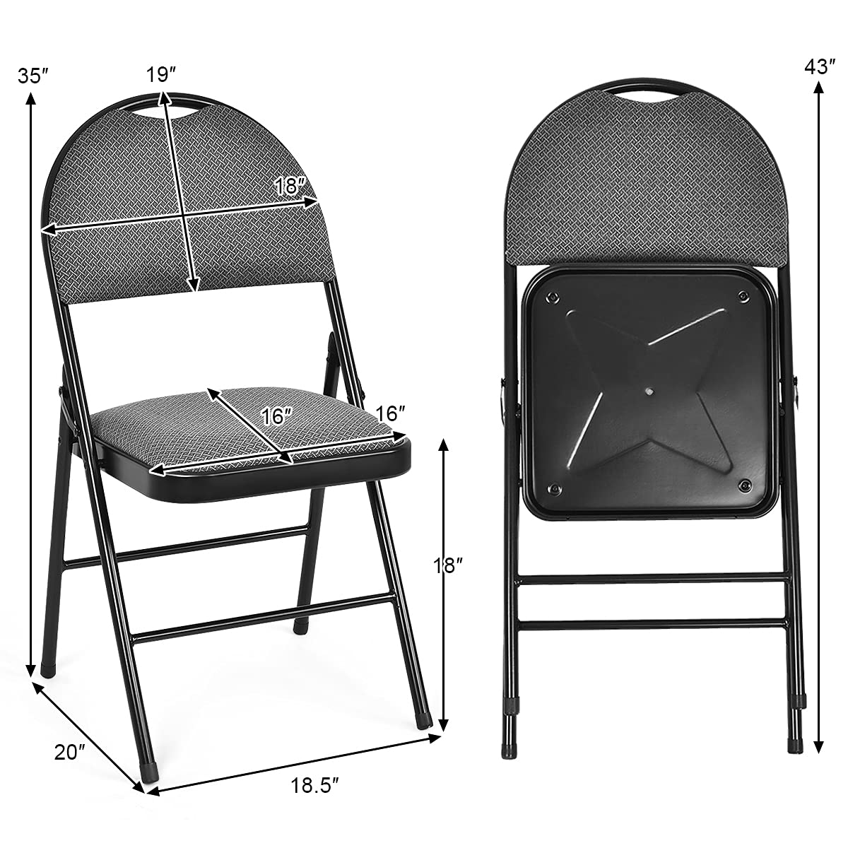 ARLIME Folding Chairs w/Padded Seats, Padded Folding Chair w/Handle Hole, Upholstered Seat