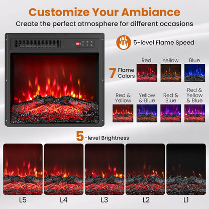 Electric Fireplace Insert 18 inch Wide with Remote Control