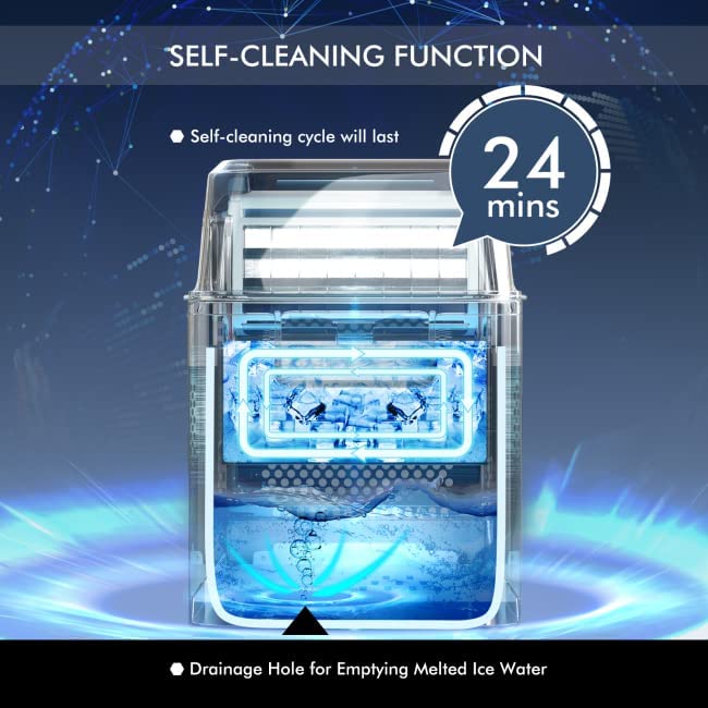 ARLIME Portable Countertop Ice Maker Machine, 45 Lbs/24H, 24 Pcs/13 Mins