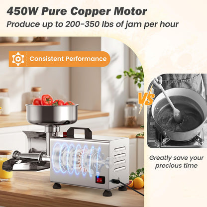 450W Electric Tomato Strainer for Strawberry & Blueberry Jam