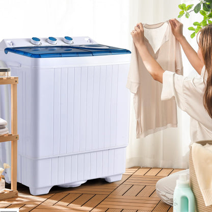 Portable Washing Machine 2 in 1 Twin Tub 26Lbs Capacity Washer(18Lbs) and Spinner(8Lbs) with Control Knobs