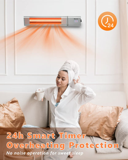 ARLIME Electric Patio Heater, Wall-Mounted Infrared Patio Heater, 1500W Infrared Heater