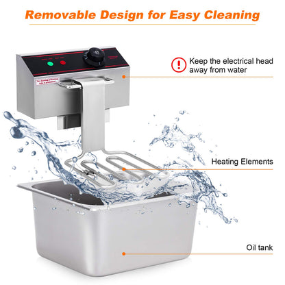 ARLIME Commercial Deep Fryer, 3400W Countertop Electric Fryers w/Basket Large Dual Tank Chicken Chips Fryer 2 x 5.8QT/5.5L